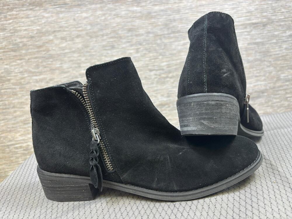 Blondo Boots Womens Size 10 Black Suede Waterproof Ankle Booties Zip Block Heel